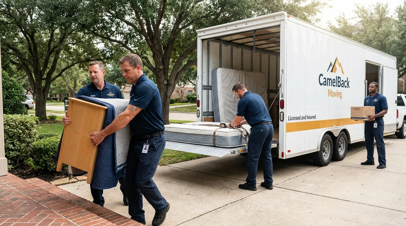 Crew loading residential truck for cross-state move from South Lyon, MI