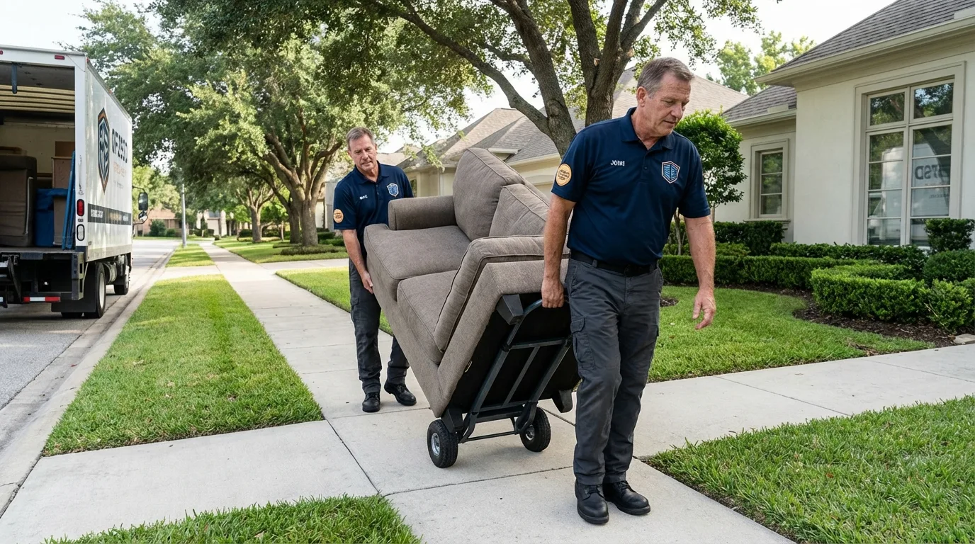 Local residential moving crew loading furniture in South Lyon, MI